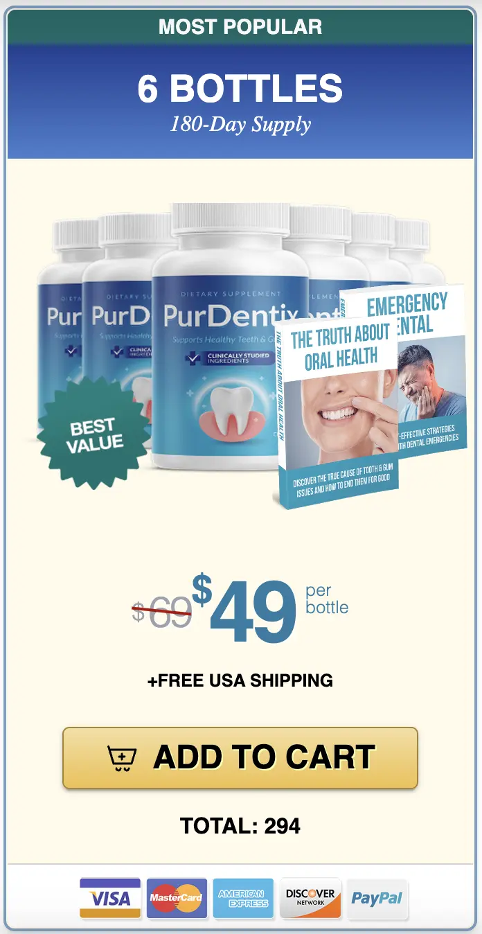 Buy PurDentix 6 bottles — best value 180 day supply